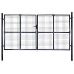 Vidaxl portail en maille de jardin acier galvanis 289x200 cm gris