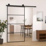 Vidaxl porte coulissante et kit de guincaillerie porte givre rail coulissant butes de porte bloc anti ...