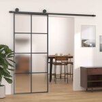 Vidaxl porte coulissante avec kit de guincaillerie porte givre rail coulissant butes de porte bloc ...