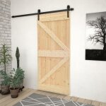 Vidaxl porte coulissante et kit de quincaillerie 100x210 cm pin massif