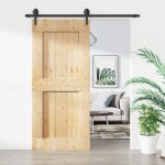 Vidaxl porte coulissante et kit de quincaillerie 90x210 cm pin massif porte intrieure porte de grange ...