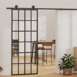 Vidaxl porte coulissante verre esg et aluminium 76x205 cm transparent et noir 76 x 205 cm (l x h)