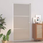 Vidaxl porte int�rieure 1025x2015 cm blanc verre mat et aluminium 350579