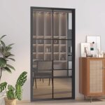 Vidaxl porte intrieure 1025x2015 cm noir verre esg et aluminium 350567