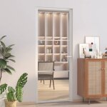 Vidaxl porte intrieure 83x2015 cm blanc verre esg et aluminium 350569