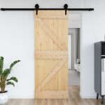 Porte coulissante en bois de pin massif - vidaxl - 85x210 cm - gain despace - rustique Porte coulissante en bois de pin massif - vidaxl - 85x210 cm - gain despace - rustique