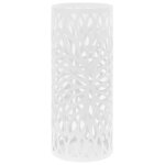Vidaxl porte - parapluie feuilles acier blanc