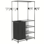 Vidaxl porte - vtements acier et tissu non - tiss 87 x 44 x 158 cm noir