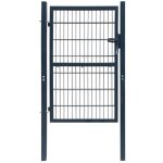 Vidaxl portillon de jardin 2d (single) acier gris anthracite 106x210 cm porte 141744