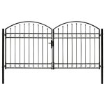 Vidaxl portillon double porte avec dessus arqu� acier 300x150 cm noir