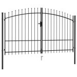 Vidaxl portillon double porte avec dessus � pointe acier 3x175 m noir