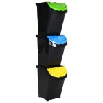 Vidaxl poubelles empilables avec couvercles 3 pcs noir pp 120 l 364071