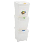 Vidaxl poubelles  ordures empilables 3 pcs blanc 75 l polypropylne 152199