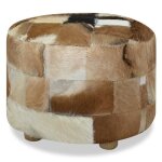 Vidaxl pouf cuir vritable rond 50 x 50 x 45 cm