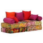Pouf modulaire - vidaxl - patchwork - tissu coton - 2 places - multicolore