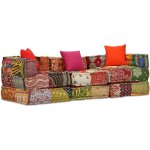 Vidaxl pouf modulaire à 3 places patchwork tissu Vidaxl pouf modulaire à 3 places patchwork tissu