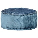 Vidaxl pouf rond velours 40 x 20 cm bleu