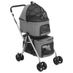 Vidaxl poussette pour chien pliante  2 niveaux gris 83x48x97 cm 172205