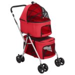 Vidaxl poussette pour chien pliante  2 niveaux rouge 83x48x97 cm 172206