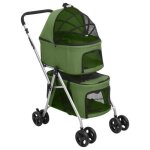 Vidaxl poussette pour chien pliante  2 niveaux vert 83x48x97 cm 172207