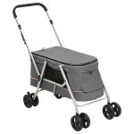 Vidaxl poussette pour chien pliante gris 100x49x96 cm tissu de lin 172203