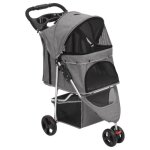 Vidaxl poussette pour chien pliante gris 80x46x98 cm tissu oxford 172197