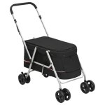 Vidaxl poussette pour chien pliante noir 100x49x96 cm tissu de lin 172202