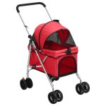 Vidaxl poussette pour chien pliante rouge 76x50x100 cm tissu oxford 172199