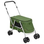 Vidaxl poussette pour chien pliante vert 100x49x96 cm tissu de lin 172204