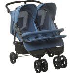 Vidaxl poussette  deux places bleu marine acier