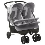 Vidaxl poussette  deux places gris clair acier