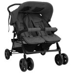 Vidaxl poussette  deux places landau pliable de vayage poussette de voyage pour tout - petit extrieur ...