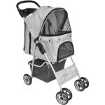 Vidaxl poussette pliable pour chiens / chats gris