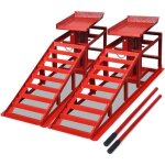 Vidaxl rampes de réparation des voitures 2 pièces rouge acier Vidaxl rampes de réparation des voitures 2 pièces rouge acier