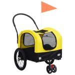 Vidaxl remorque de vlo de chiens et poussette 2 - en - 1 jaune et noir