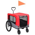 Vidaxl remorque de vlo / poussette 2 en 1 pour chien rouge et gris