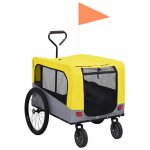 Vidaxl remorque de v�lo / poussette 2 en 1 pour chien jaune et gris