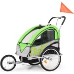 Remorque  vlo 2 - en - 1 - vidaxl - vert et gris - pour enfants - vlo loisir