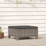 Vidaxl repose - pied de jardin avec coussin gris r�sine tress�e meuble de jardin meuble de patio pouf ...