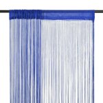 Vidaxl rideau en fils 2 pcs 100 x 250 cm bleu