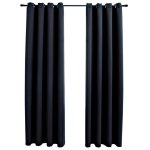 Vidaxl rideaux occultants avec anneaux en m�tal 2 pcs noir 140x225 cm