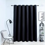 Rideau occultant - vidaxl - 290x245 cm - noir - polyester - anneaux en m�tal