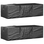 Vidaxl sacs de rangement pour coussins de jardin 2 pcs noir 3155396