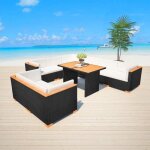Vidaxl salon de jardin 10 pcs avec coussins rsine tresse noir