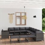 Vidaxl salon de jardin 12 pcs avec coussins r�sine tress�e gris