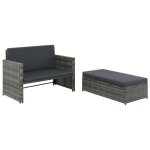 Vidaxl salon de jardin 2 pcs avec coussins r�sine tress�e gris