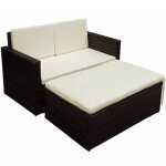 Salon de jardin - vidaxl - 2 pcs - rsine tresse - marron - rsistant aux intempries