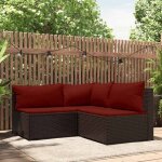 Vidaxl salon de jardin 3 pcs avec coussins marron r�sine tress�e ensemble de salon dext�rieur ensemble ...