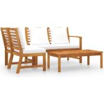 Vidaxl salon de jardin 4 pcs avec coussin cr�me bois dacacia solide