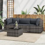 Vidaxl salon de jardin 4 pcs avec coussins gris rsine tresse ensemble de salon dextrieur ensemble ...